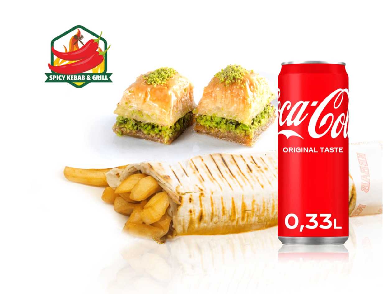American Rollo Set + Coca-Cola 330ml + Baklava (2 pieces)