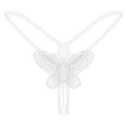 Butterfly Lyricist White Open Mini Panties, Size S/M