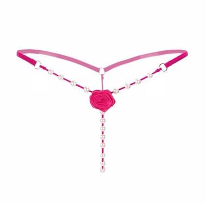 Women's Thong with Beads ROSE PINK, OS size