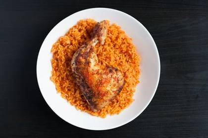 Jollof, 4pcs Wings and Kelewele