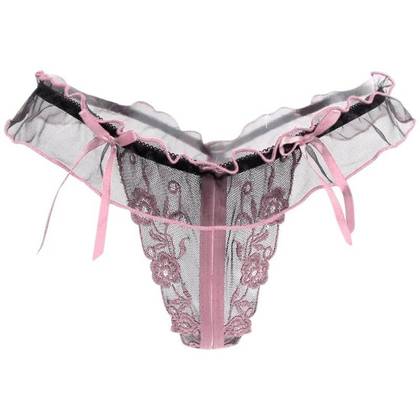 Pink and Black Open Lace Thong ZOPINK, Size S/L