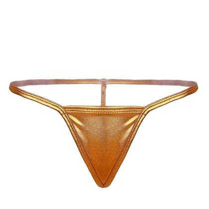 Golden Metal Mini String Thong, Size S/L