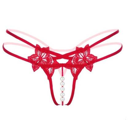 Women's Red Panties with Pearls ZOPTI, Size S/L