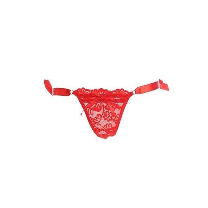 Red Women's Tie-Side Thong Panties 1507, OS