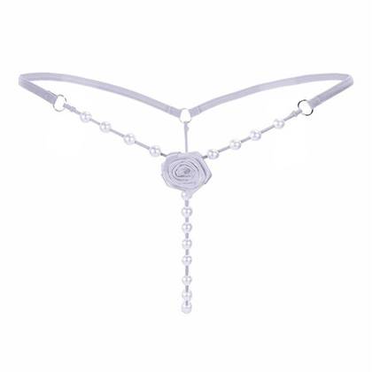 Women's Thong with Beads RS White, OS size