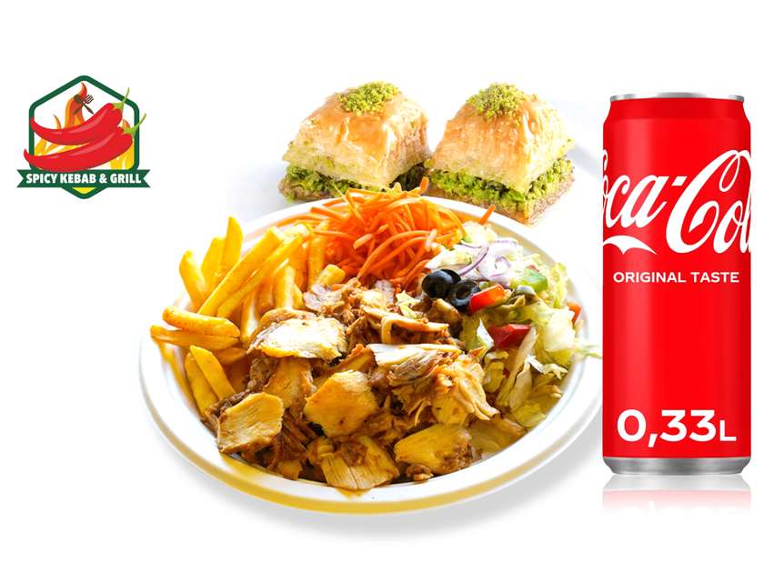 Kebab Plate Set + Coca-Cola 330ml + Baklava (2 pcs.)