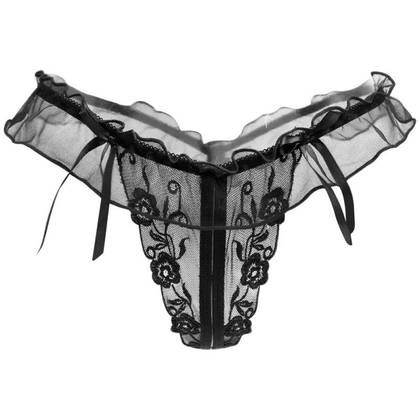 Black Open Lace Thong ZOBLACK, Size S/L