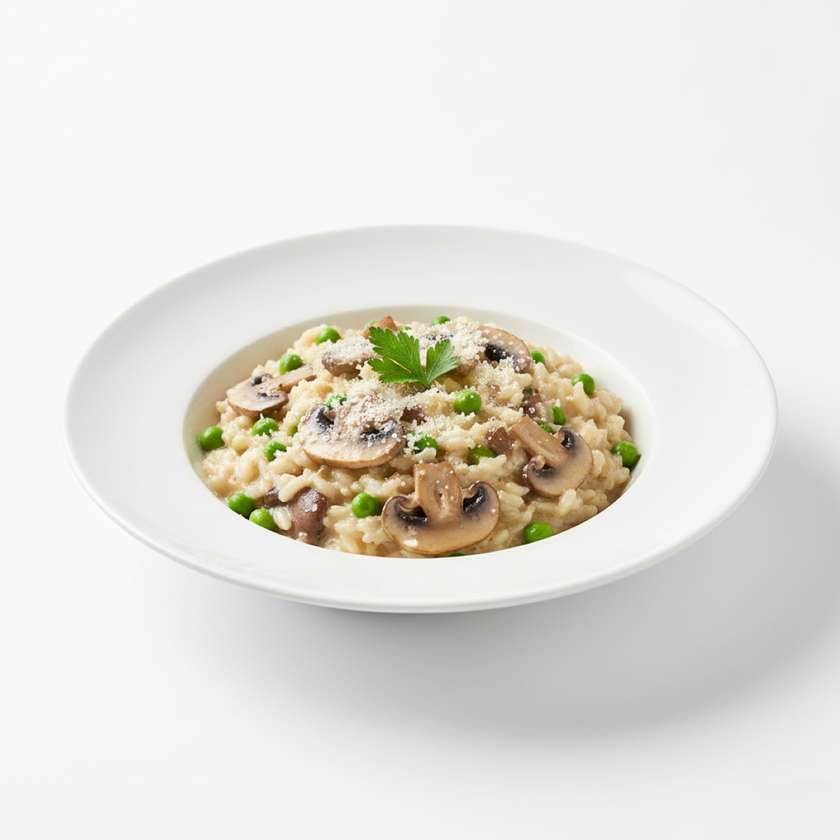 Mushroom Pea Champagne Risotto
