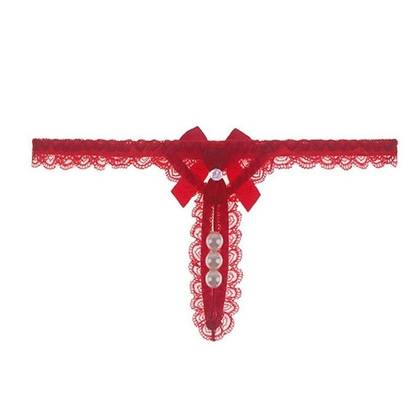 Red 3 Balls Sex String Women's Mini Panties 115, Size S/M