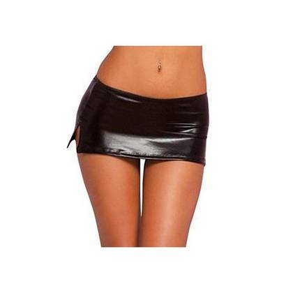 Glossy Black Mini Skirt WLMS1, Size L
