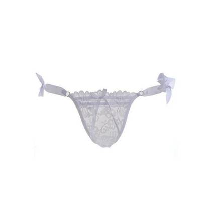 White Women's Tie-Side Thong Panties 1507, OS