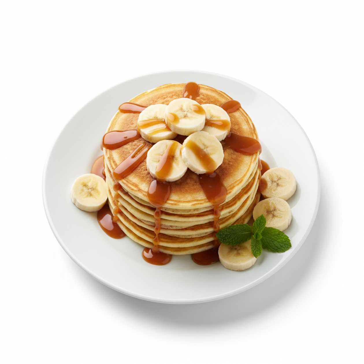 Pancakes with Banana and Caramel Sauce