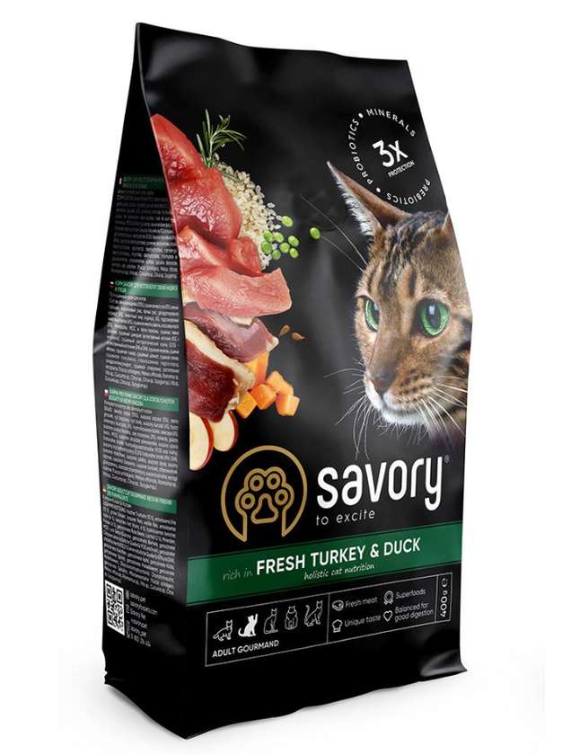 Savory сухий корм збалансований та низькозерновий для дорослих котів, вибагливих до смаку їжі