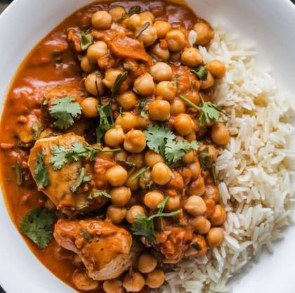 Chana Masala Vegetariano com Arroz