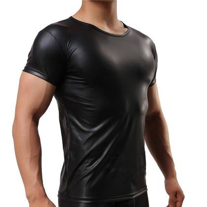 Wet-look T-shirt Black M007 Men's Luxury T-shirt, Size L