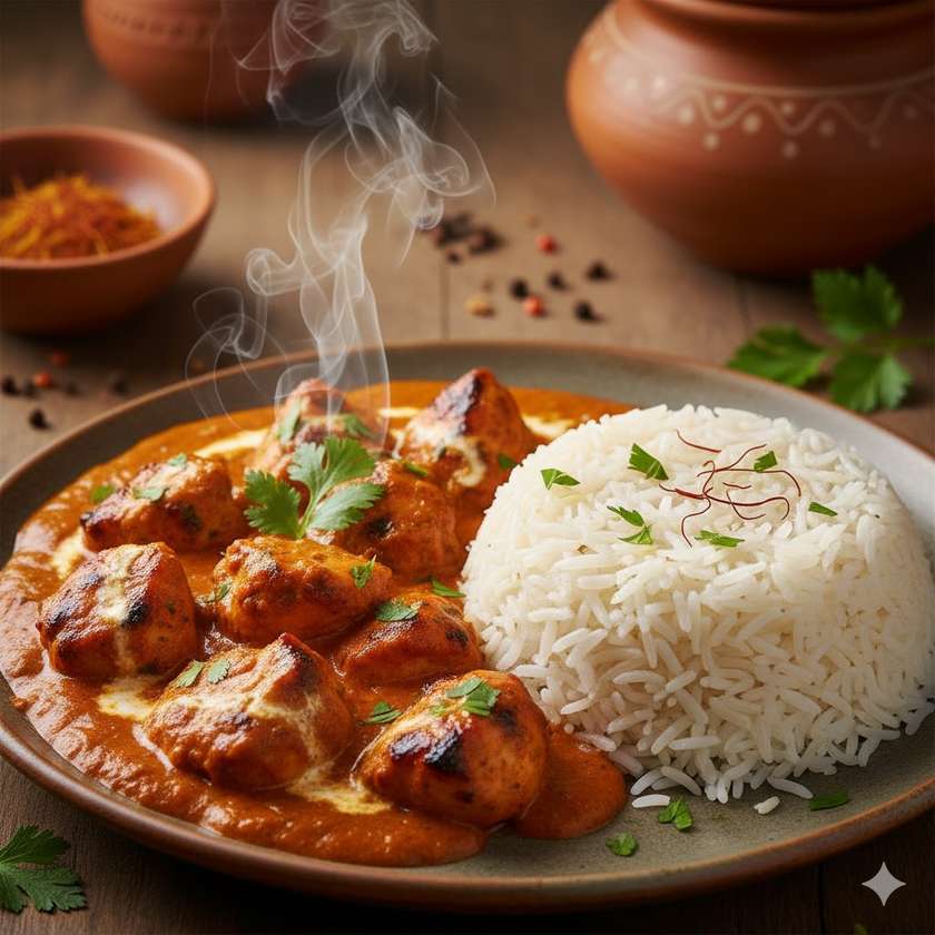 Chicken Tikka Balti com Arroz