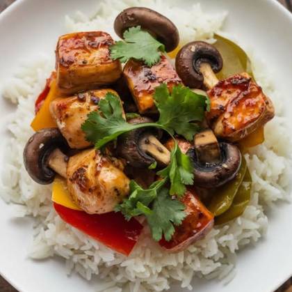 Mushrooms Mutter Vegetariano com Arroz