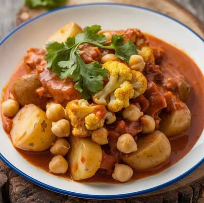 Aloo Gobi Vegetariano com Arroz