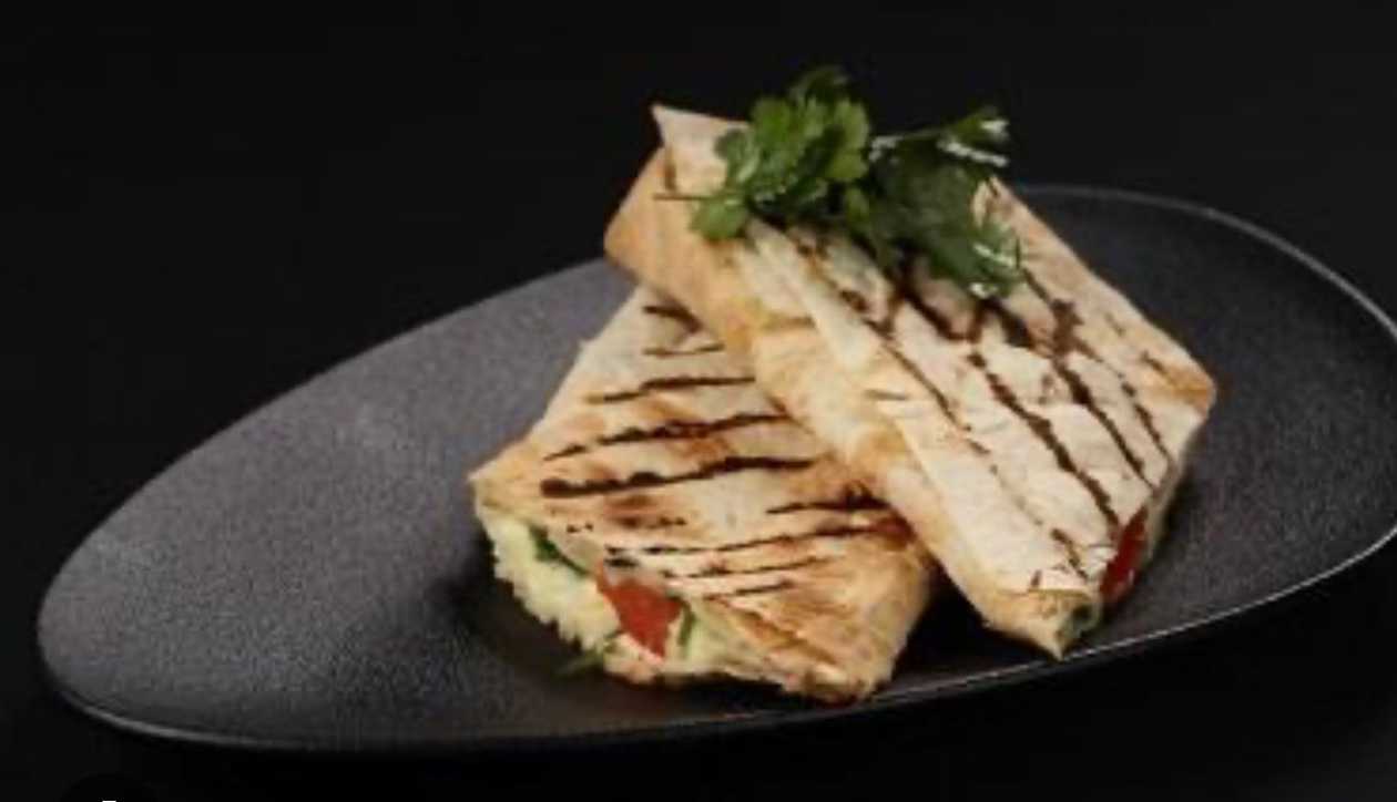 Baked Lavash with Cheese, Tomato and Herbs