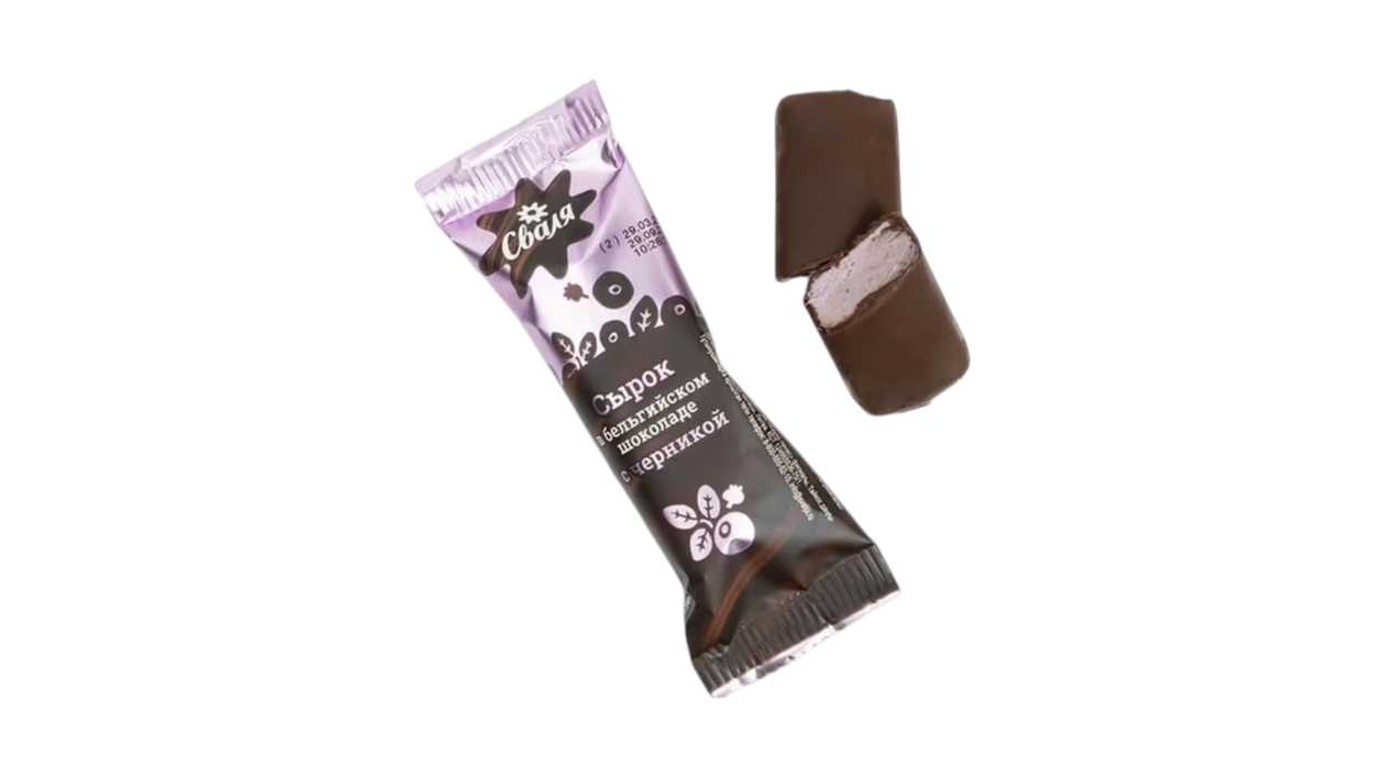 Glazed Curd Cheese In Belgian Chocolate With Blueberries Svalya 40g