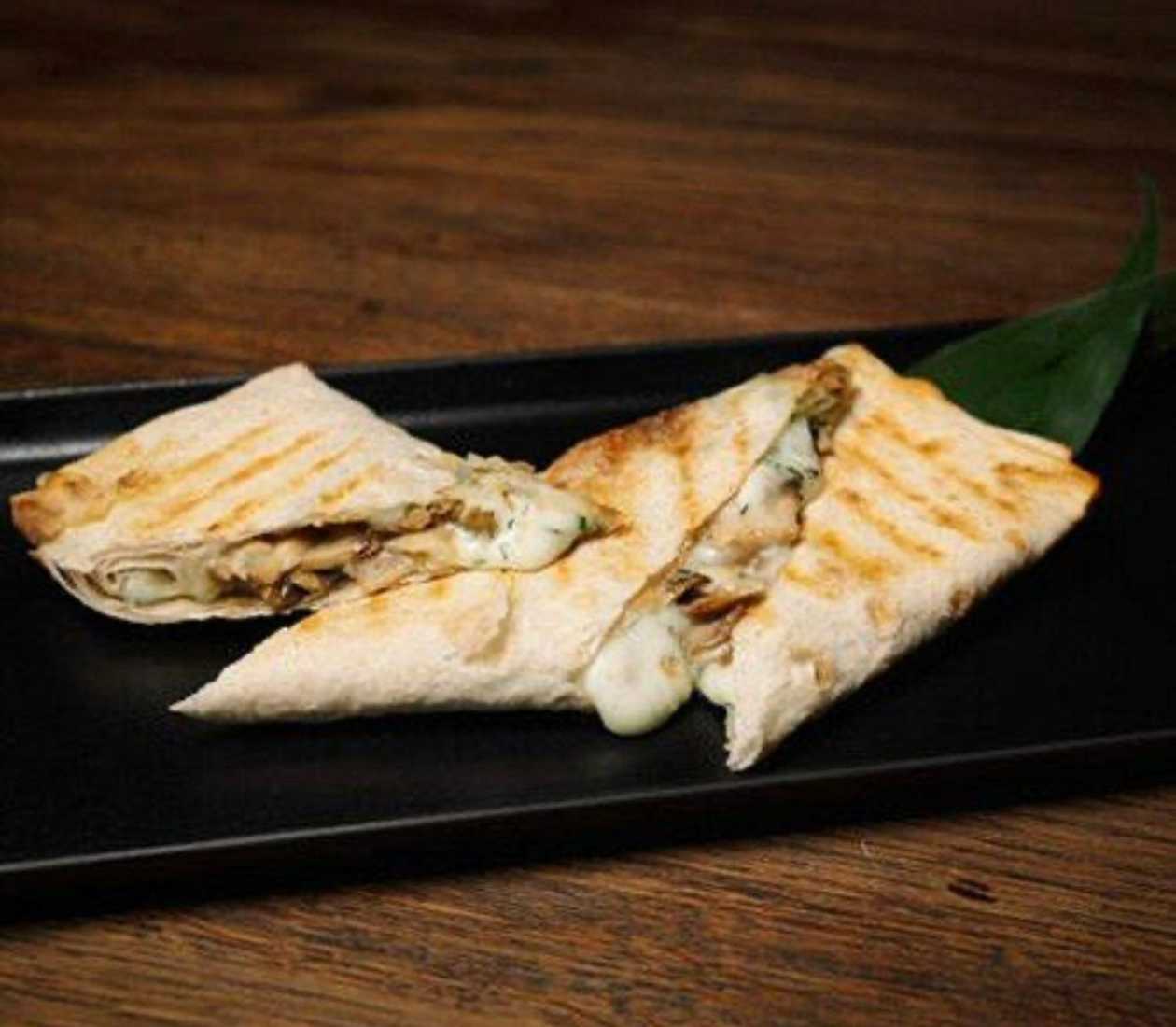 Baked Lavash with Cheese, Herbs, and Mushrooms