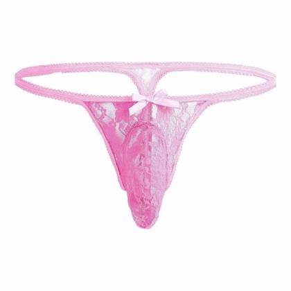 Lace Men Mini Panties Pink, size XL