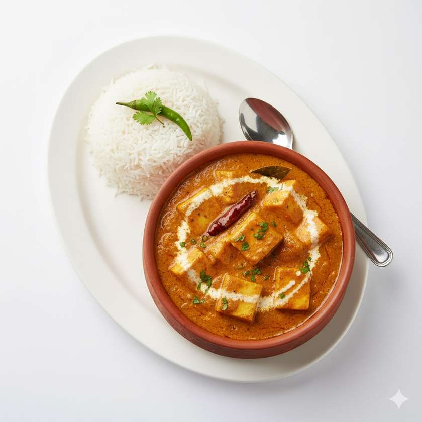 Paneer Butter com Arroz