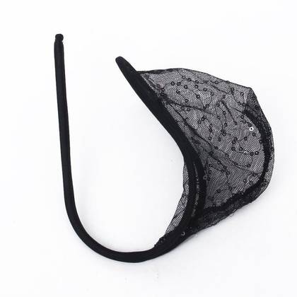 Men's C-String Underwear Black Lace & Flither CBL1, OS