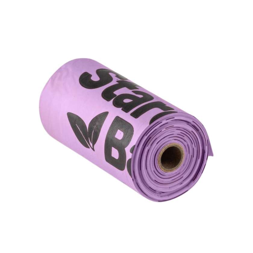 Starchbag Compostable Bio Waste Bags 1 Roll X 15pcs, Lilac Color