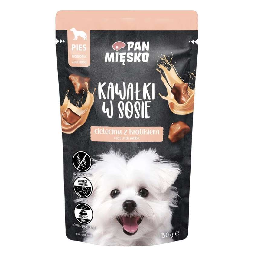 Pan Mięsko Wet Dog Food Pieces In Sauce Veal With Rabbit (Adult) 150g