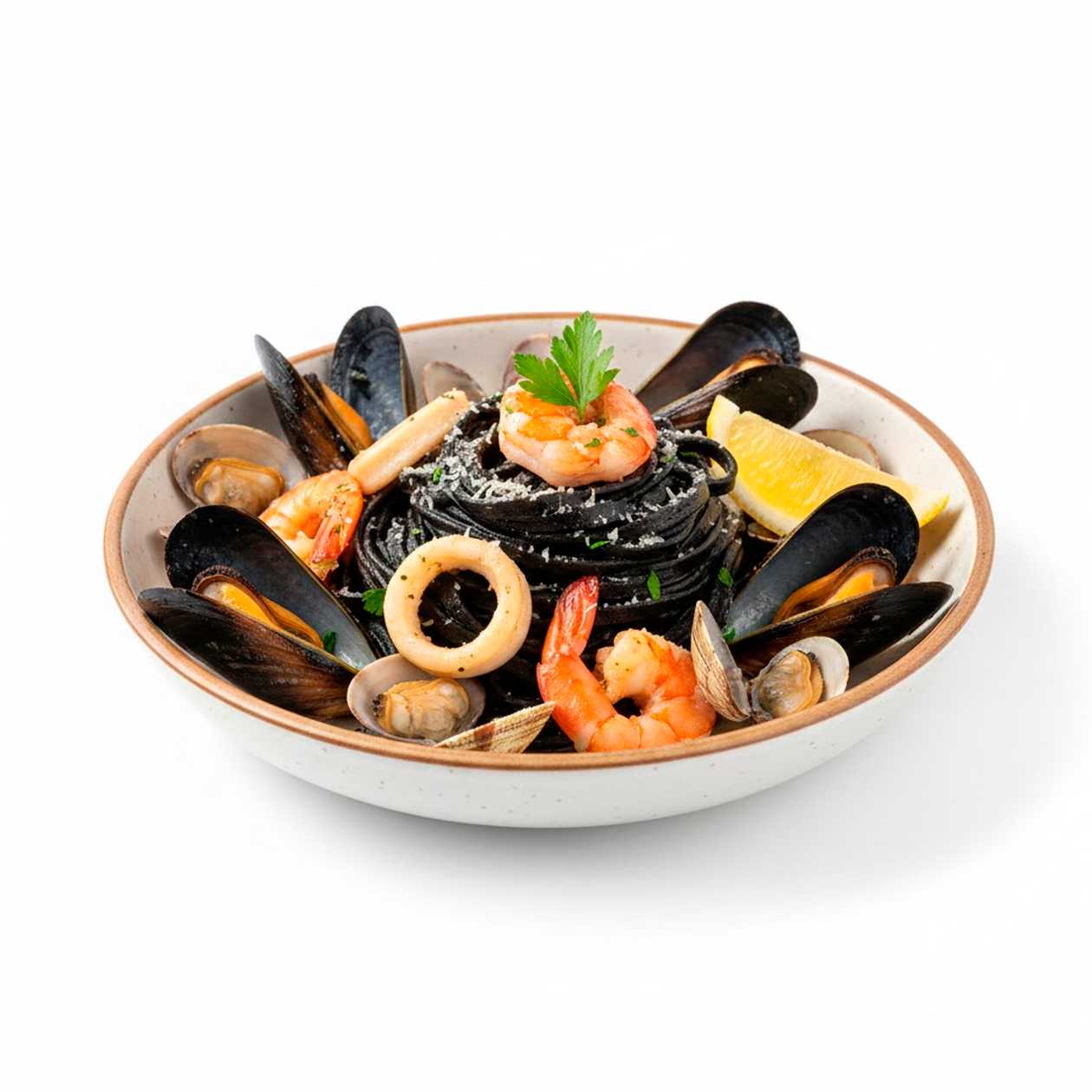 Black Tagliatelle with Seafood