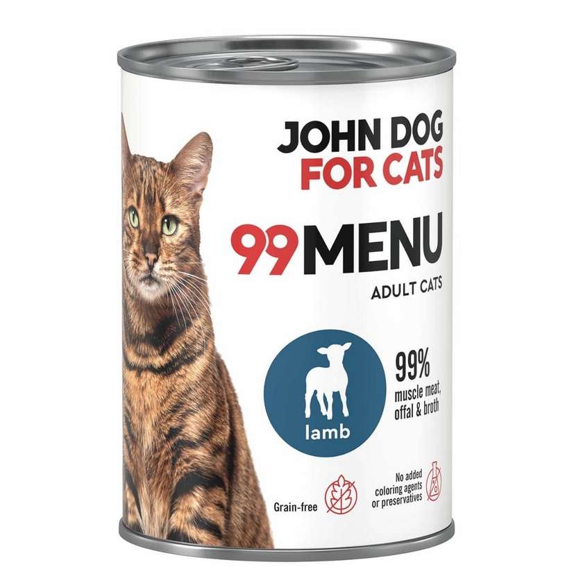 Wet Cat Food Lamb 99 Menu John Dog For Cats 400g