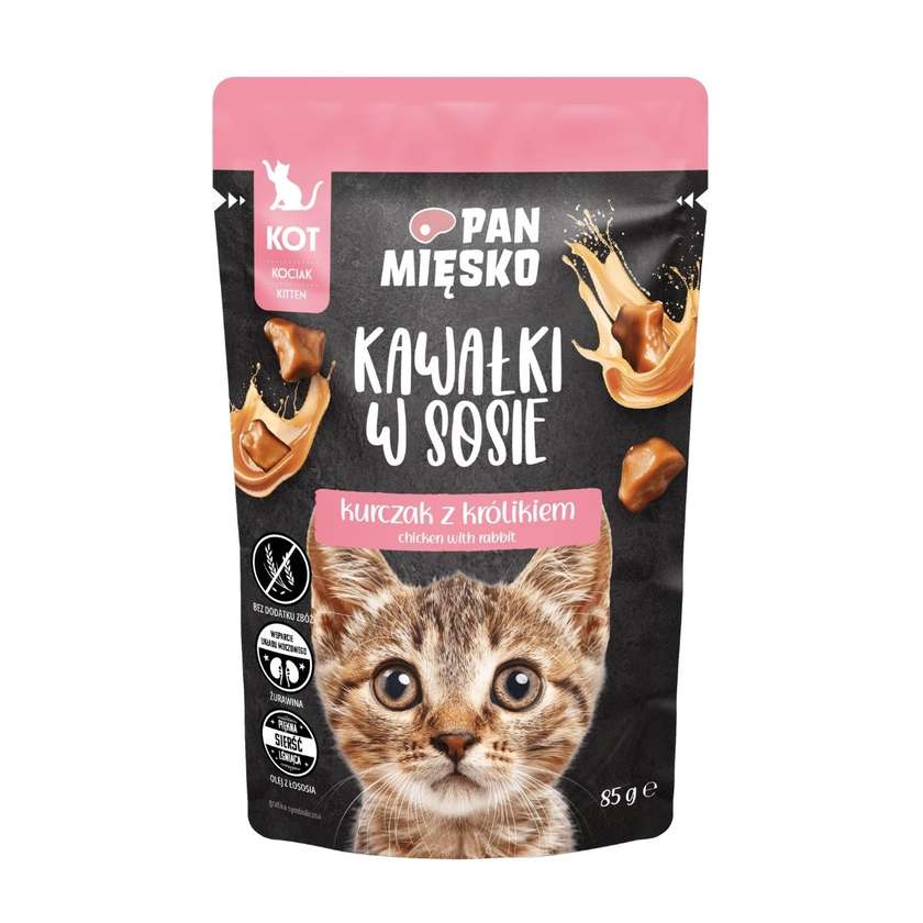 Pan Mięsko Wet Cat Food Pieces In Sauce Chicken With Rabbit (Kitten) 85g