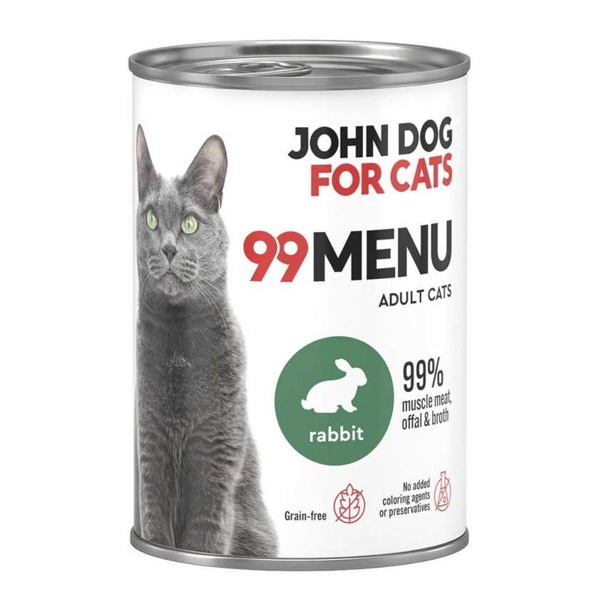 Wet Cat Food Rabbit 99 Menu John Dog For Cats 400g