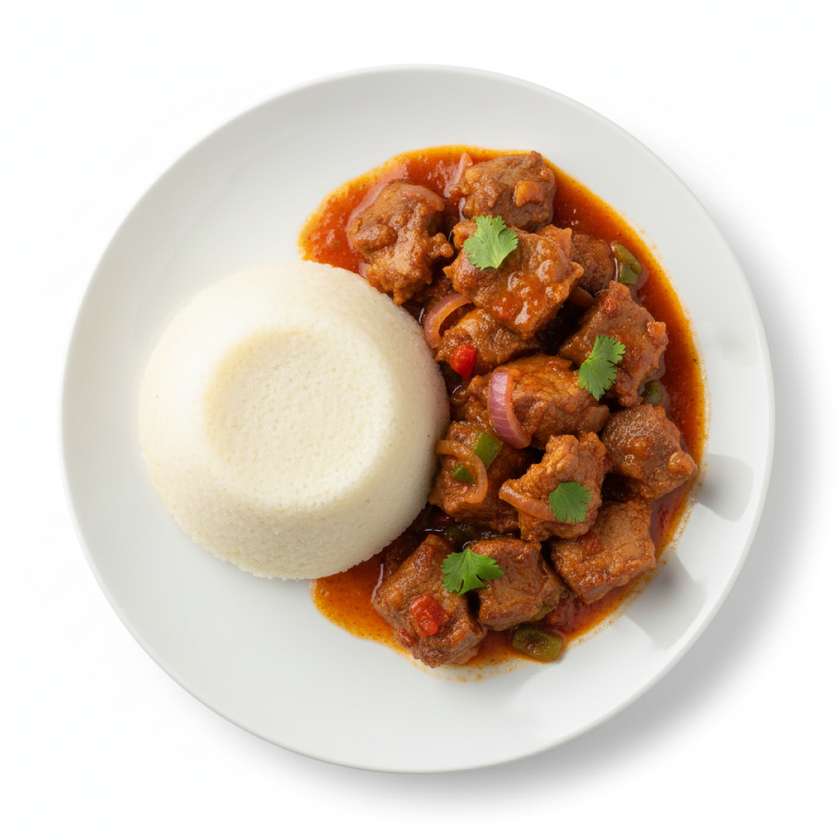 pork wetfry served with ugali
