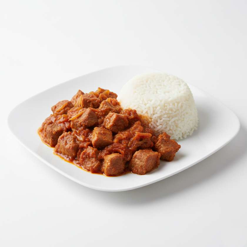 Pork Wet Fry plain served with  rice