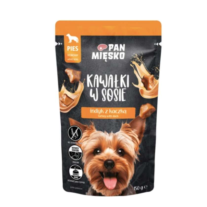 Pan Mięsko Wet Dog Food Pieces In Sauce Turkey With Duck (Adult) 150g