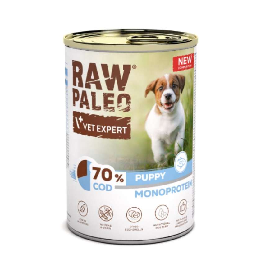 Wet Puppy Food Raw Paleo - Cod 400g