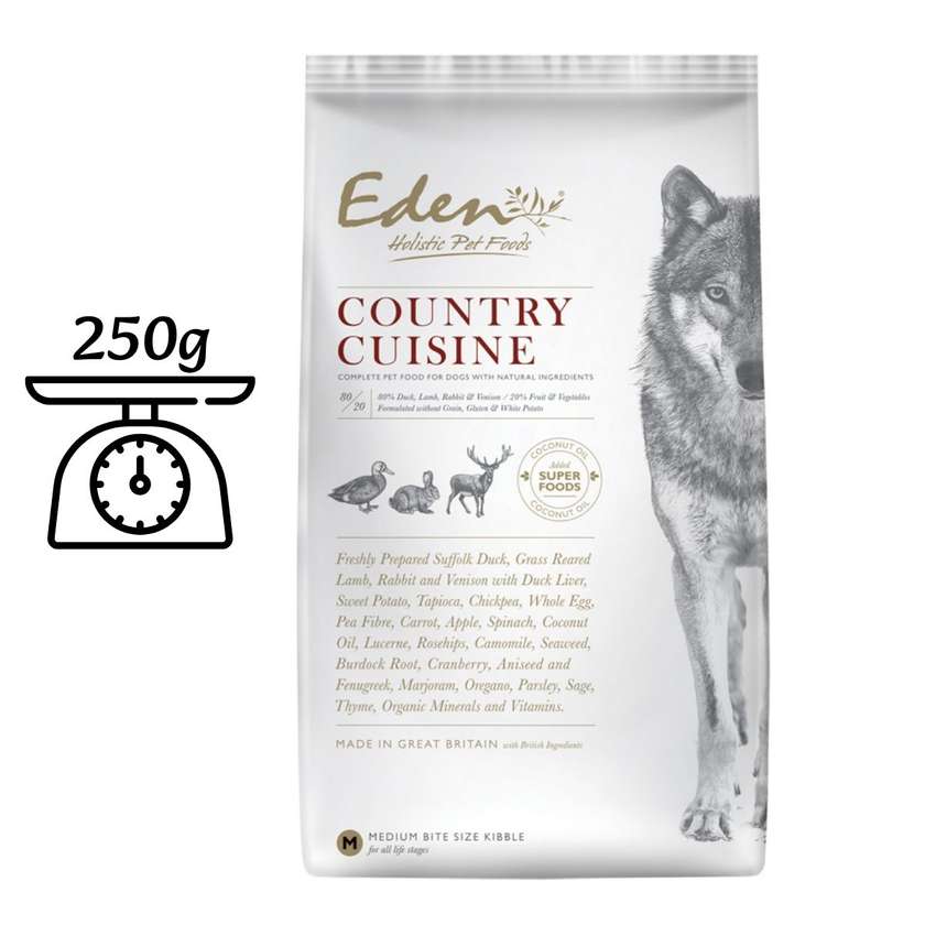 Eden Country Cuisine Size M/L - Food For Medium And Large Breed Dogs, With Duck, Lamb, Rabbit, Venison 250g