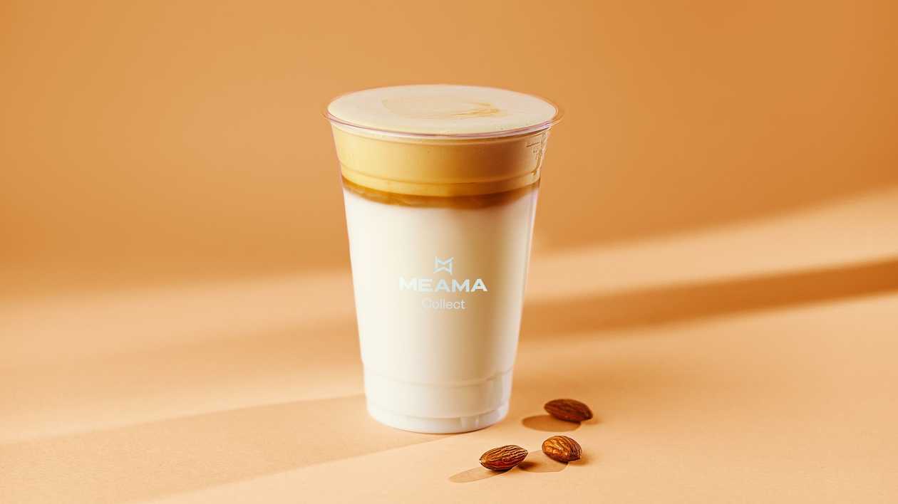 Cold flat white with almonds