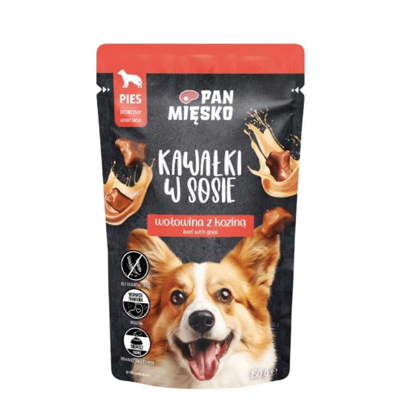 Pan Mięsko Wet Dog Food Pieces In Sauce Beef With Goat (Adult) 150g