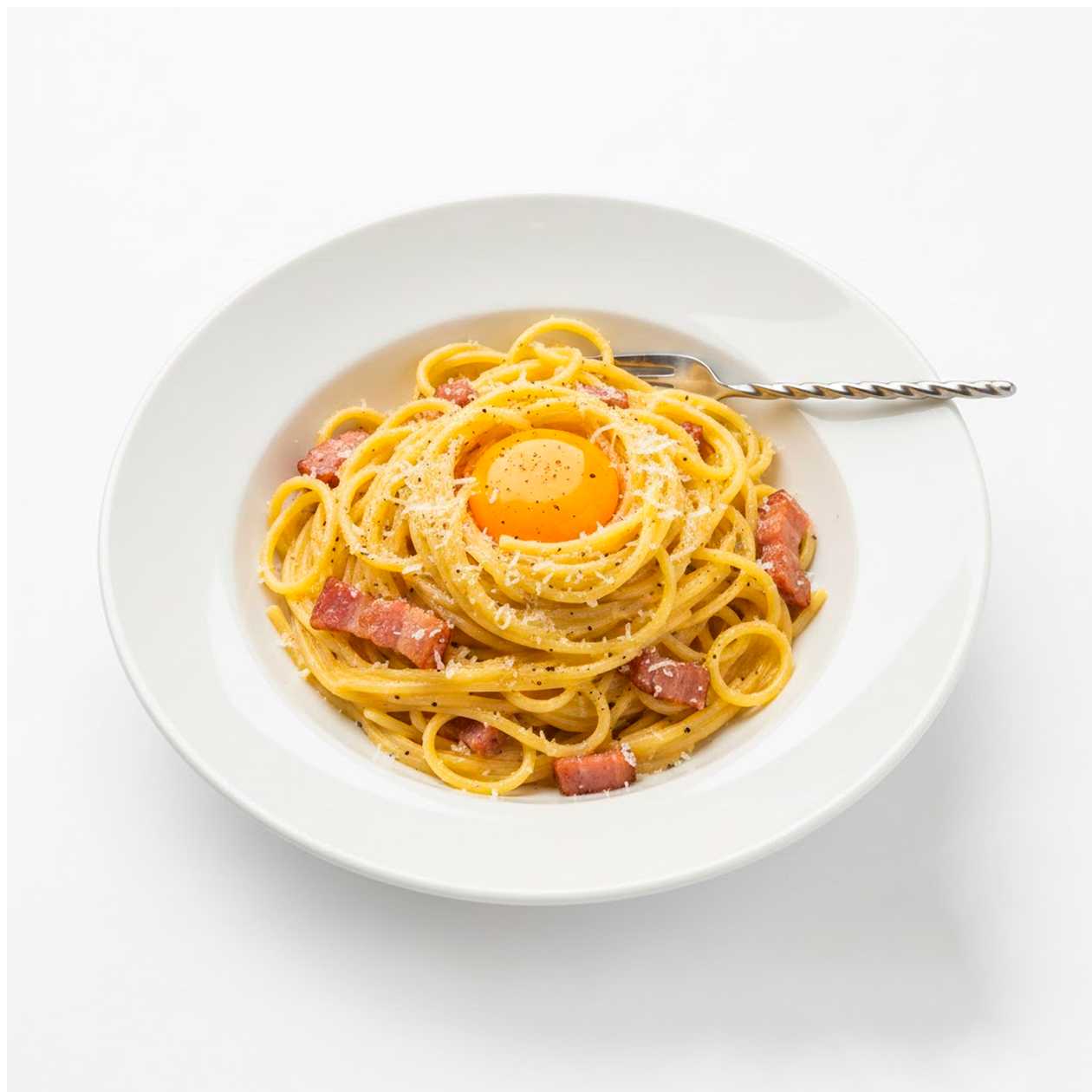 Spaghetti carbonara con panna