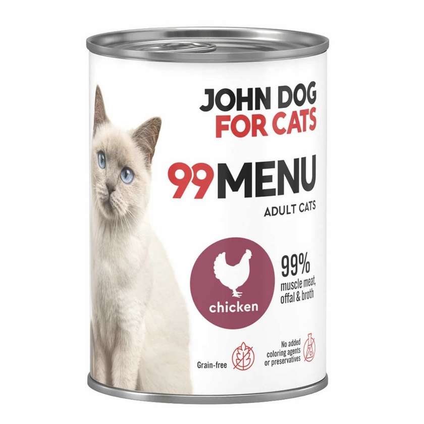Monoprotein Wet Cat Food Chicken 99 Menu John Dog For Cats 400g