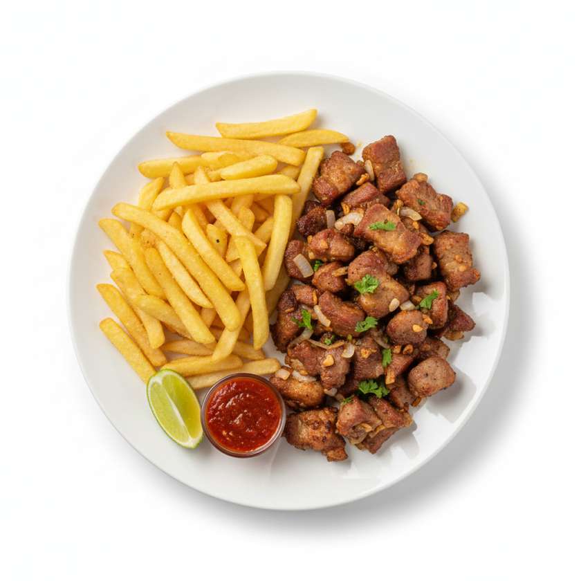 chips pork dryfry