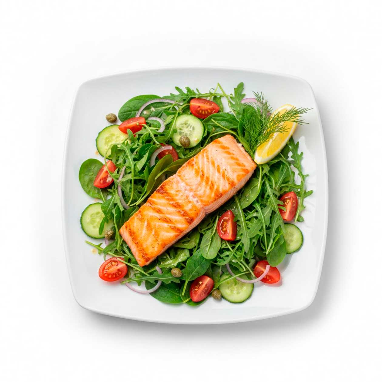 Grilled Salmon Steak Salad