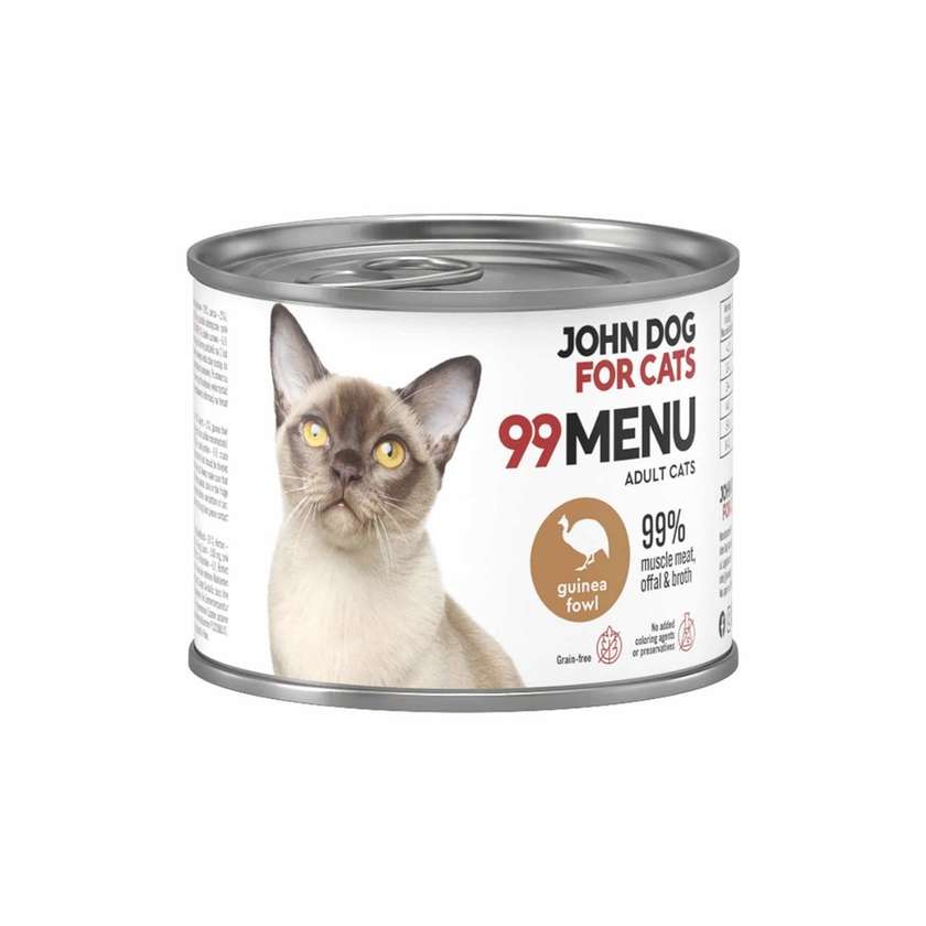 Wet Cat Food Guinea Fowl 99 Menu John Dog For Cats 200g