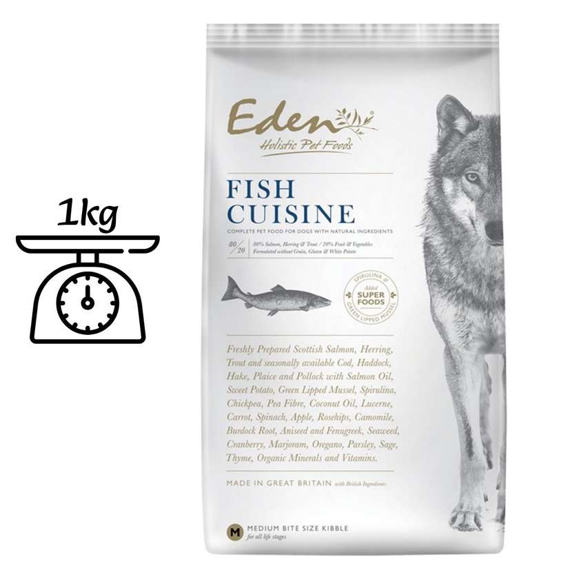 Eden Fish Cuisine Size M/L - Food For Medium And Large Breed Dogs With Salmon, Herring And Trout 1kg