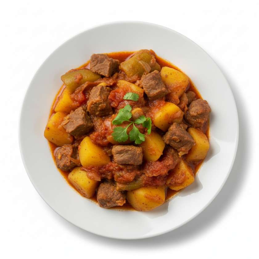 matoke mixed with beef  and potatoes