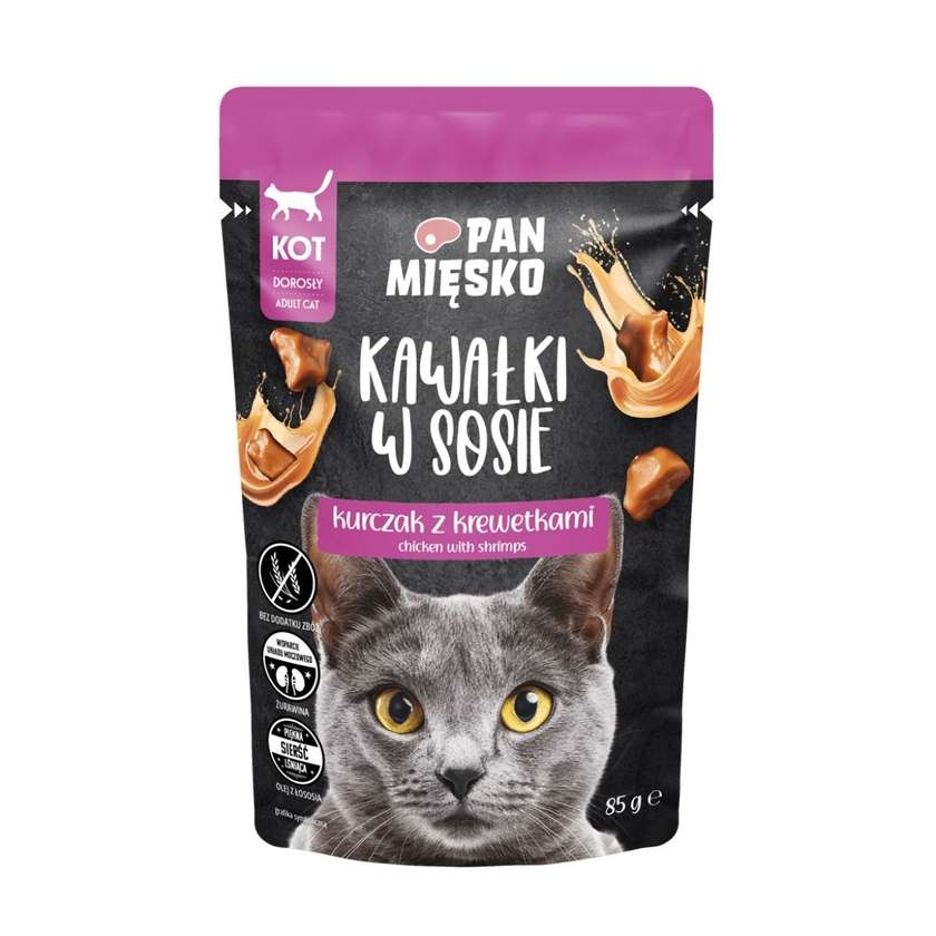 Pan Mięsko Wet Cat Food Pieces In Sauce Chicken With Shrimp (Adult) 85g