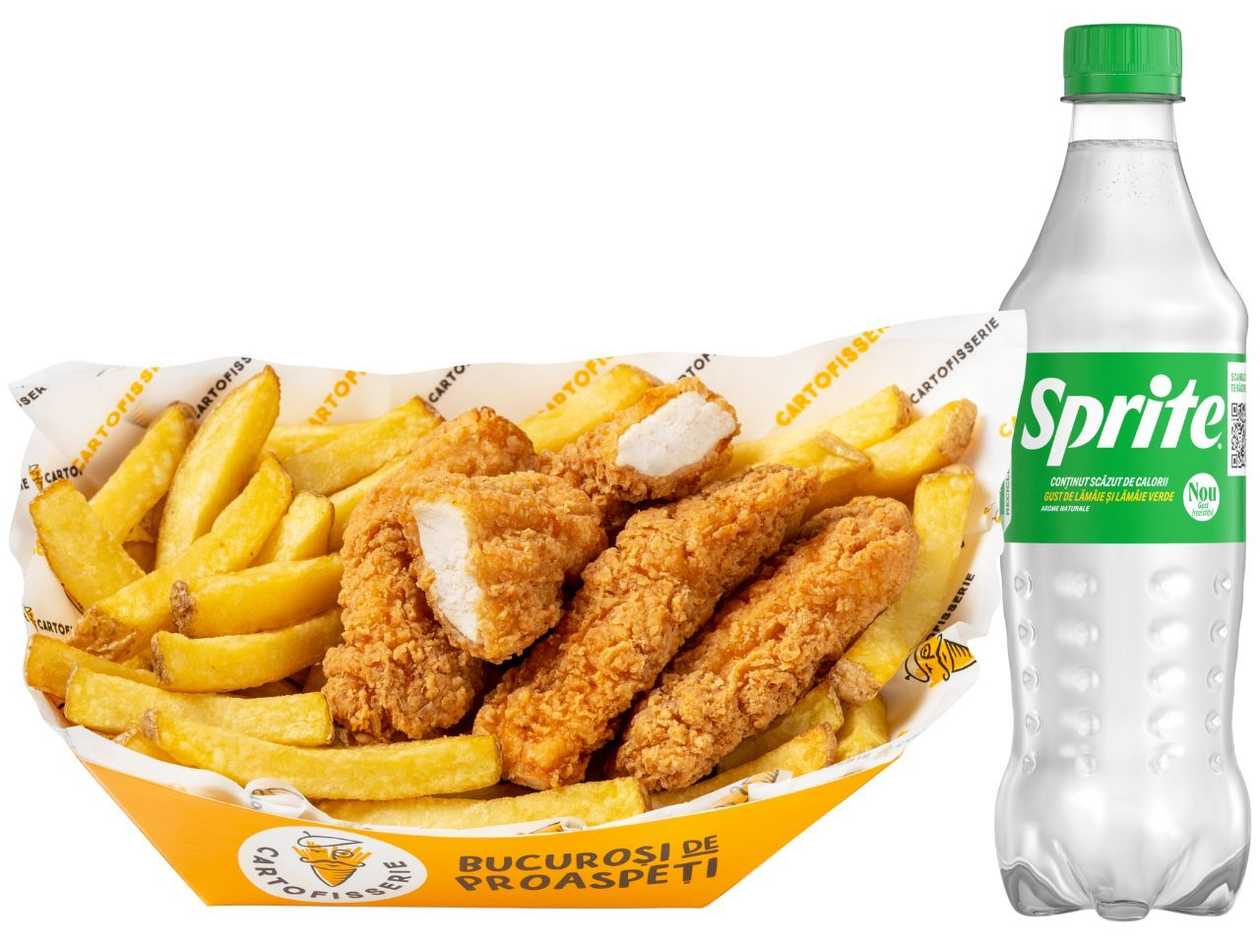 Large Fries with Spicy Crispy Strips and Sprite